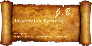 Jakabovics Beatrix névjegykártya